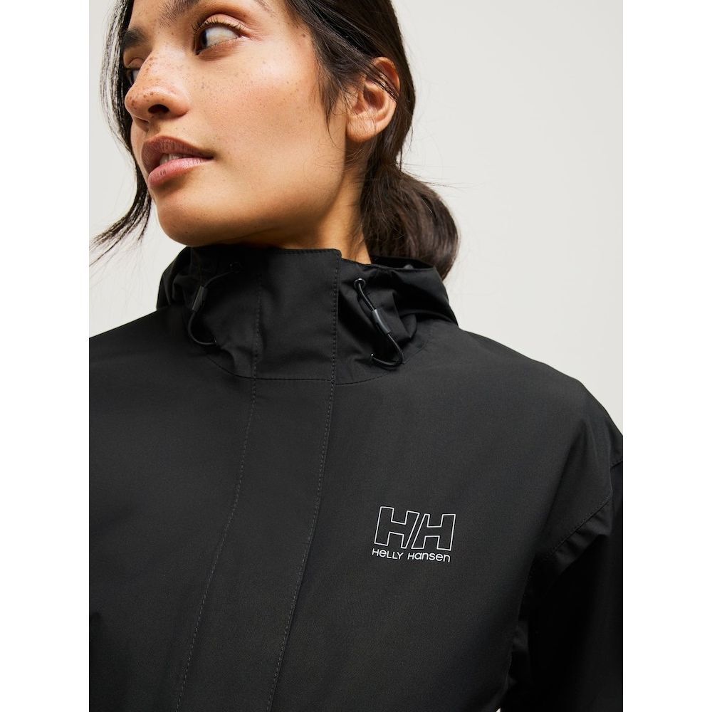 Helly Hansen Seven J Rain Jacket Black Womens Size Medium Hooded Waterproof